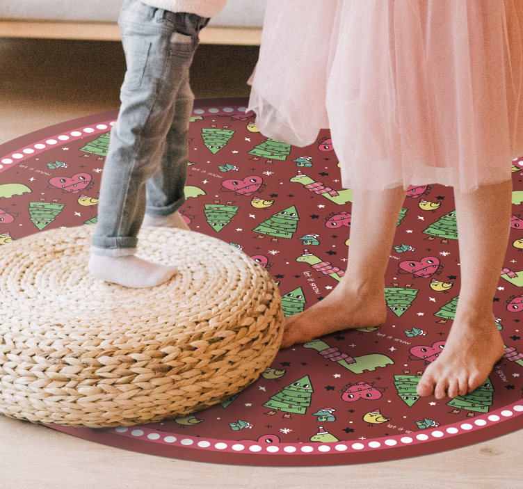 Covor vinil Crăciun design circular festiv - TenStickers