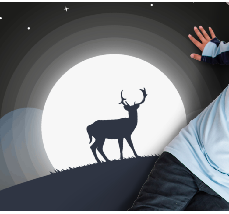 Covoruri vinil rotund cerb sub lună - TenStickers