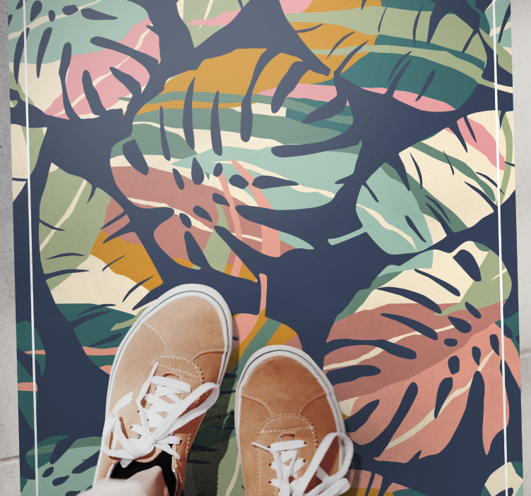 Covor vinil cu aspect de natura concept frunze tropicale - TenStickers