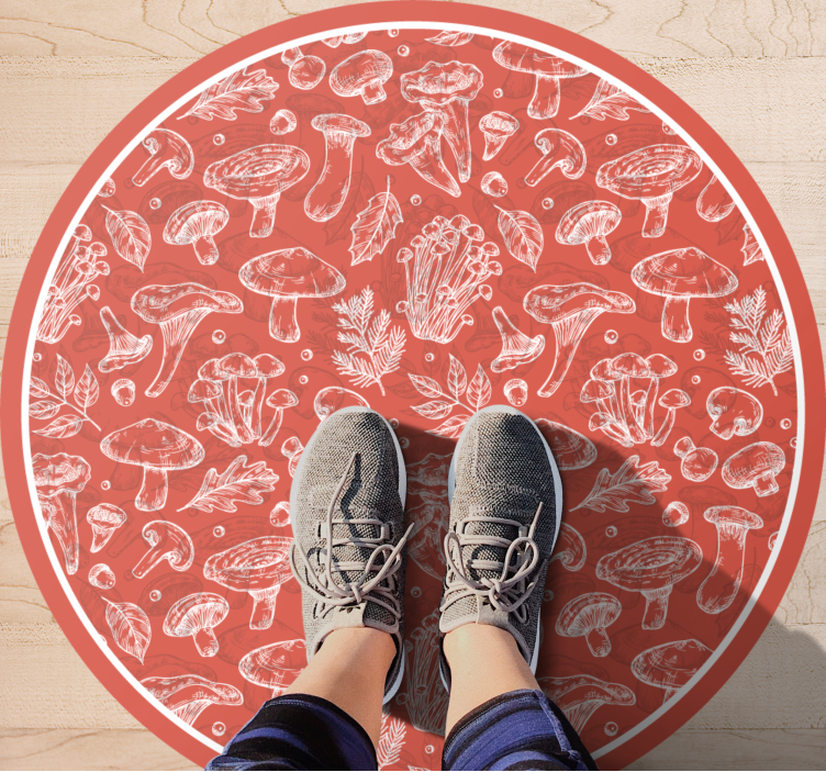 Covor vinil cu aspect de natura ilustrație de ciuperci - TenStickers
