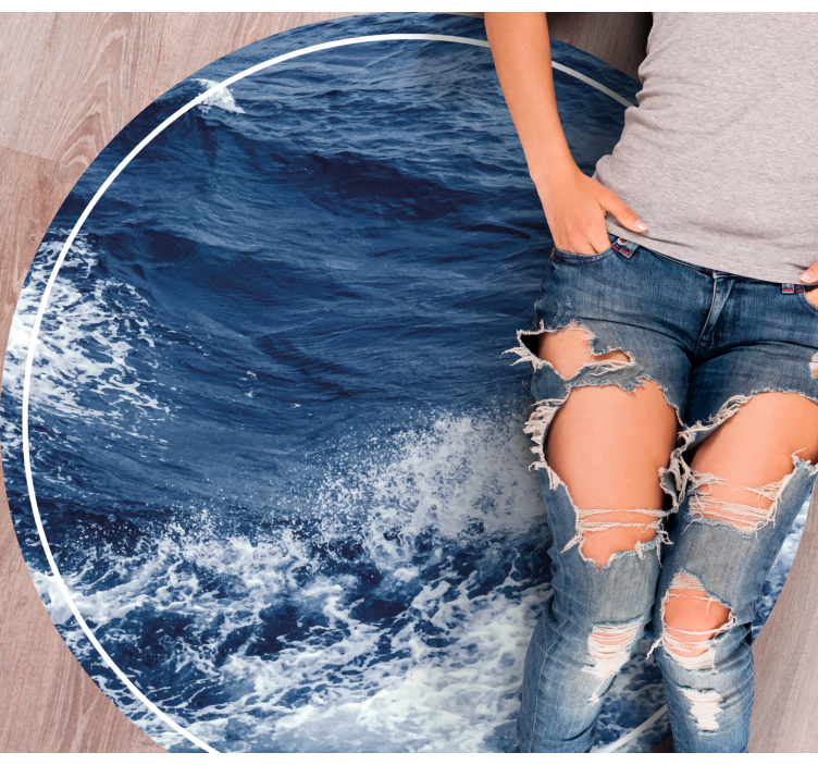 Covoruri vinil rotund mișcarea valurilor oceanice - TenStickers