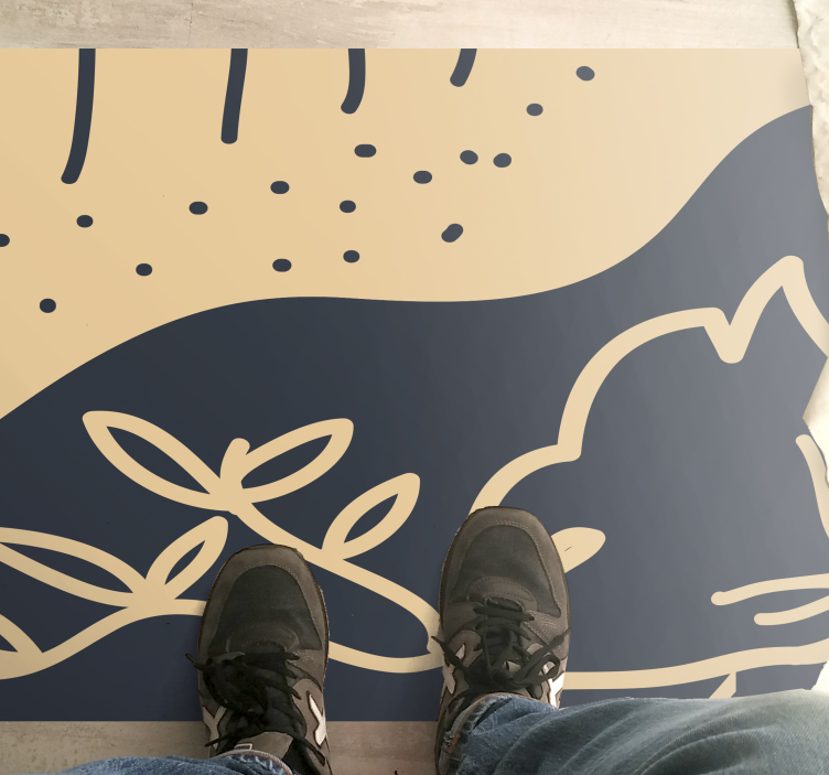 Covor vinil cu aspect de natura motiv cu frunze bej - TenStickers