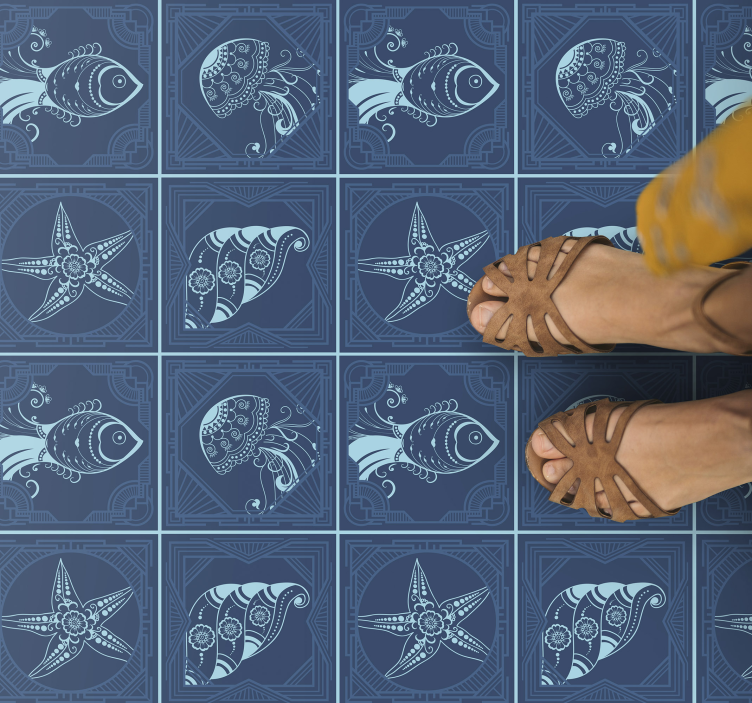 Covor de vinil pentru baie designul vieții marine - TenStickers