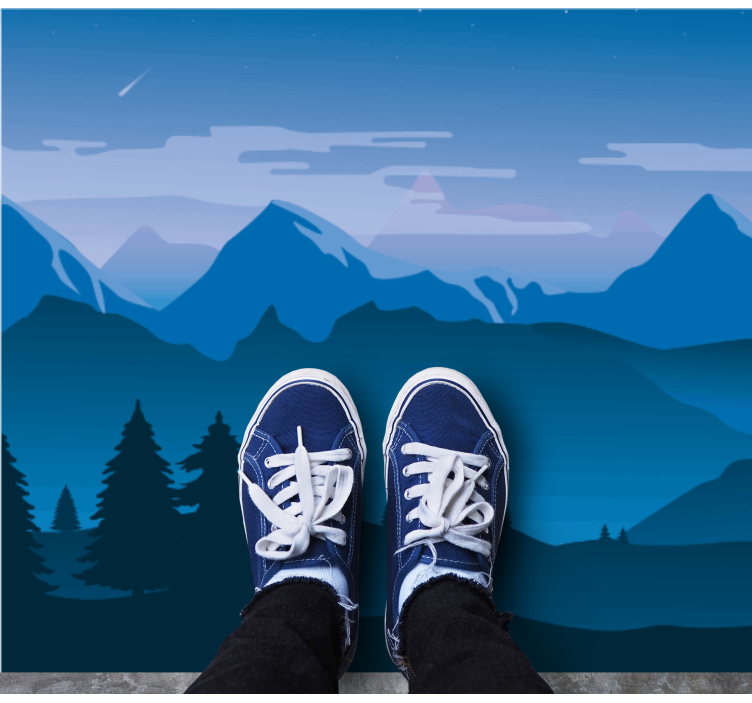 Covor vinil cu aspect de natura peisaj cu vedere la munte - TenStickers