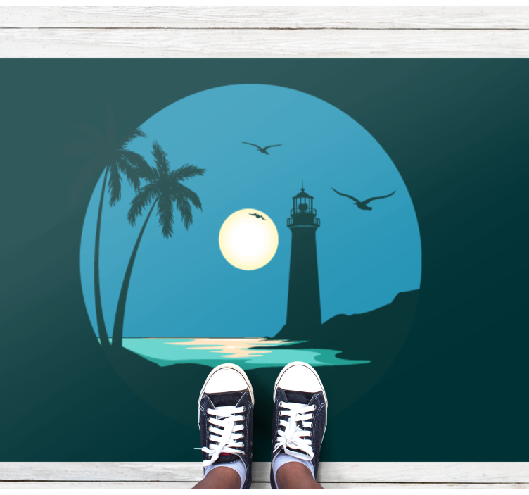 Covor vinil cu aspect de natura scenă de far de coastă - TenStickers