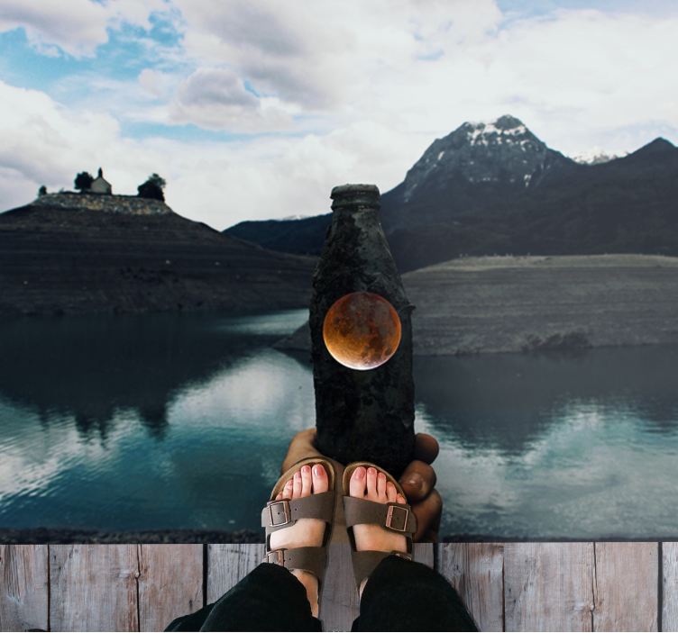 Covor vinil cu aspect de natura sticlă vedere la lună - TenStickers