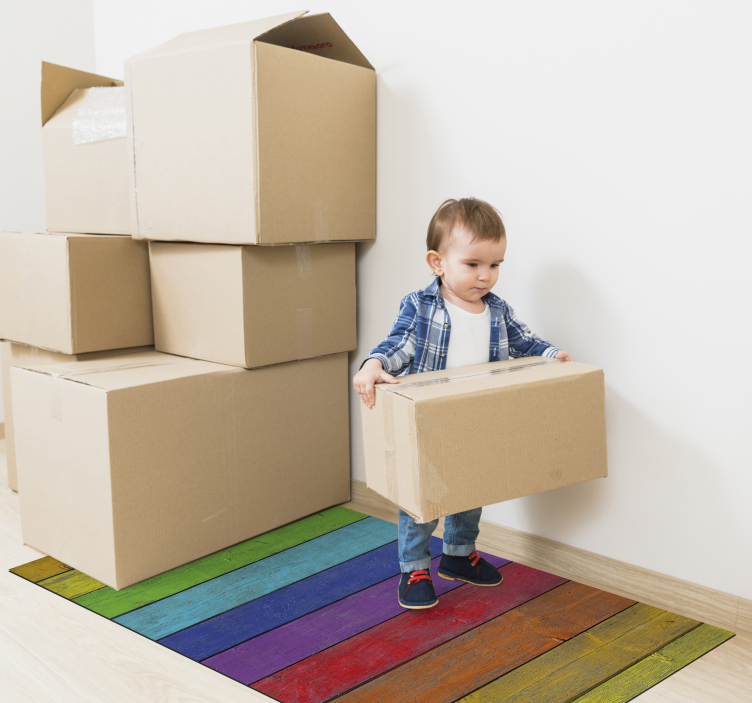 Covor vinil curcubeu - dungi de lemn - TenStickers