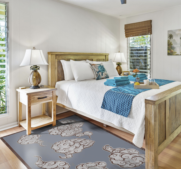 Covor vinil dormitor motive de nori ornate - TenStickers