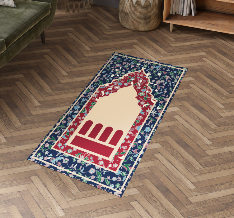 Covor de vinil dreptunghi model de flori orzez persan - TenStickers