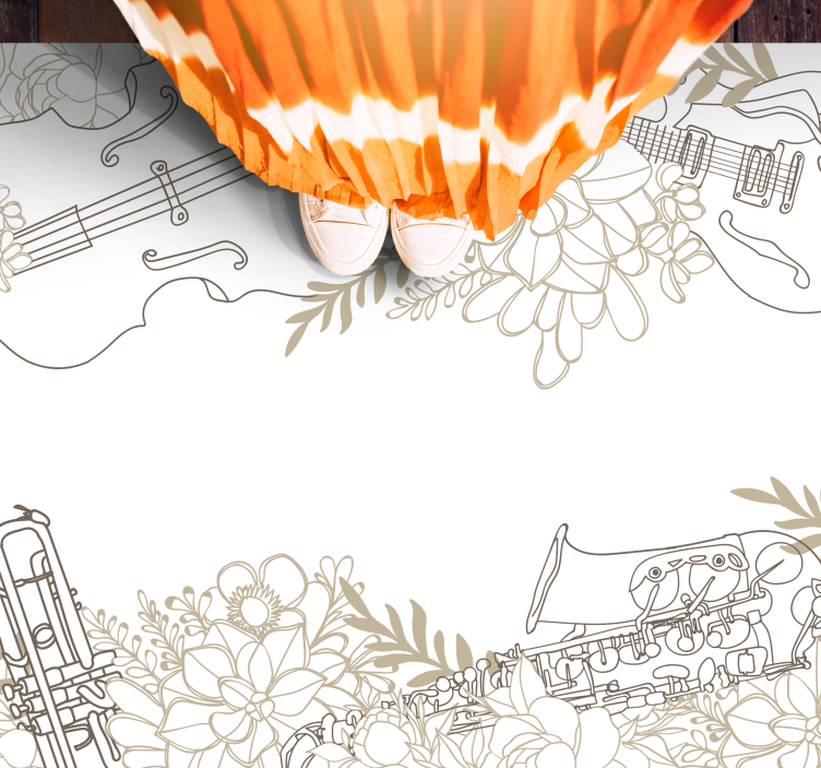 Covor vinil flori și plante aranjament floral muzical - TenStickers