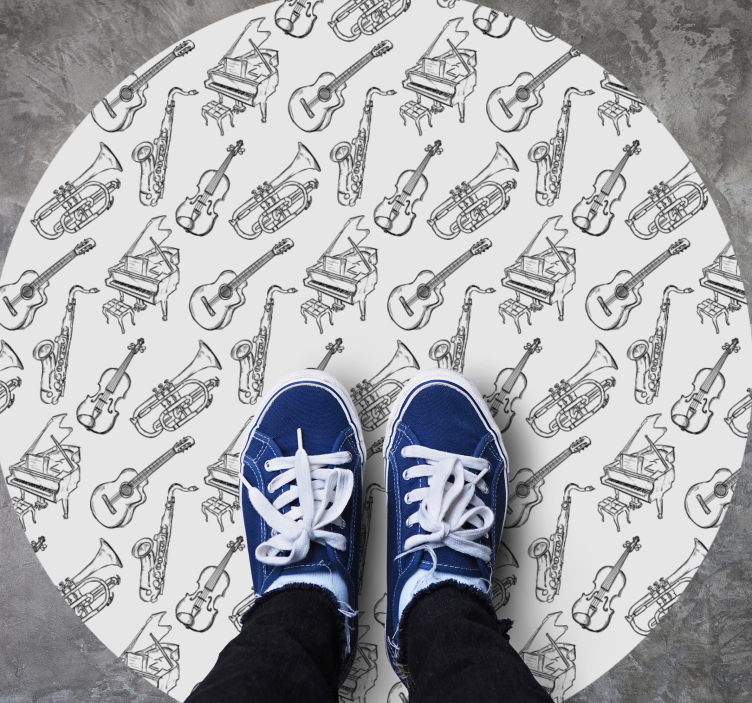 Covoruri vinil rotund motivul instrumentelor muzicale - TenStickers