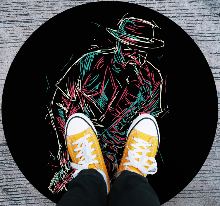 Covoruri vinil rotund spectacol de muzician de jazz - TenStickers