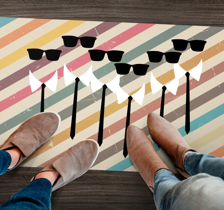 Covor vinil vărgat ținută elegantă de grup - TenStickers