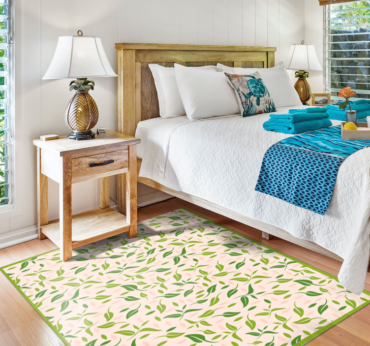 Covor vinil flori și plante accente de model cu frunze - TenStickers