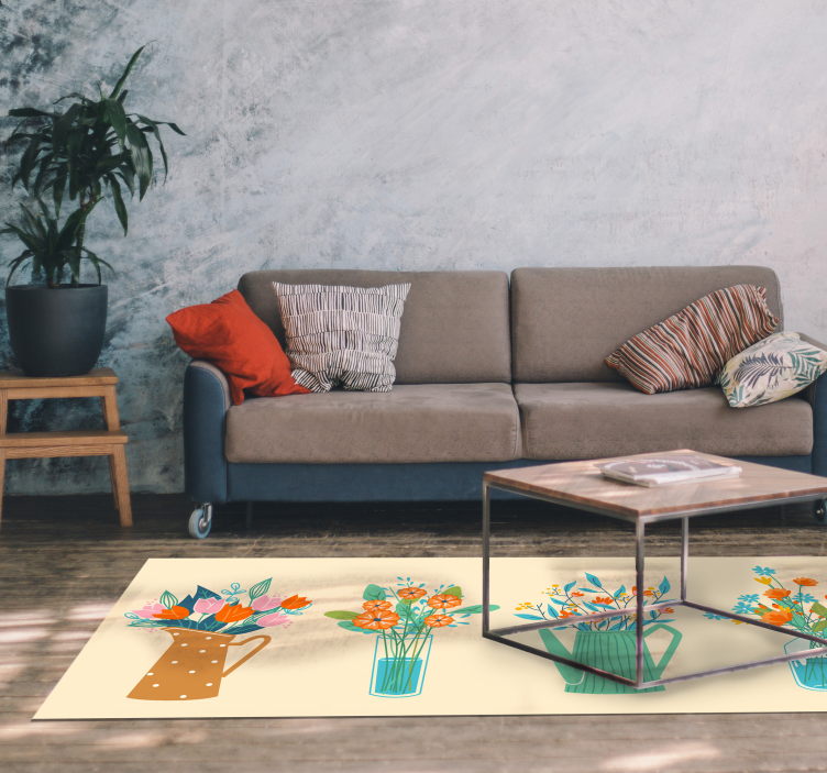 Covor vinil flori și plante afișaj floral central - TenStickers