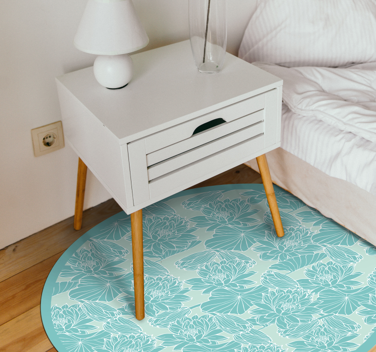 Covor vinil flori și plante cerc cu motive florale - TenStickers