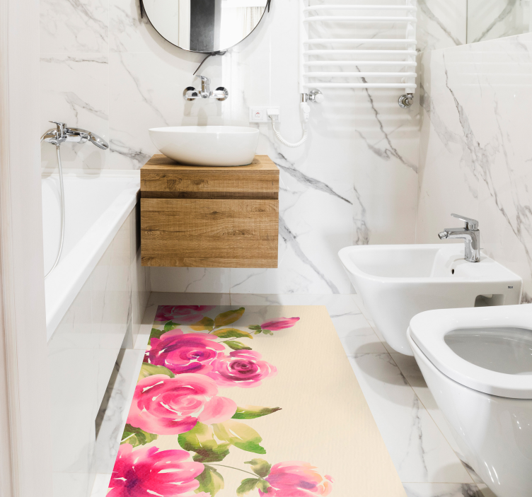 Covor vinil flori și plante design floral roz - TenStickers