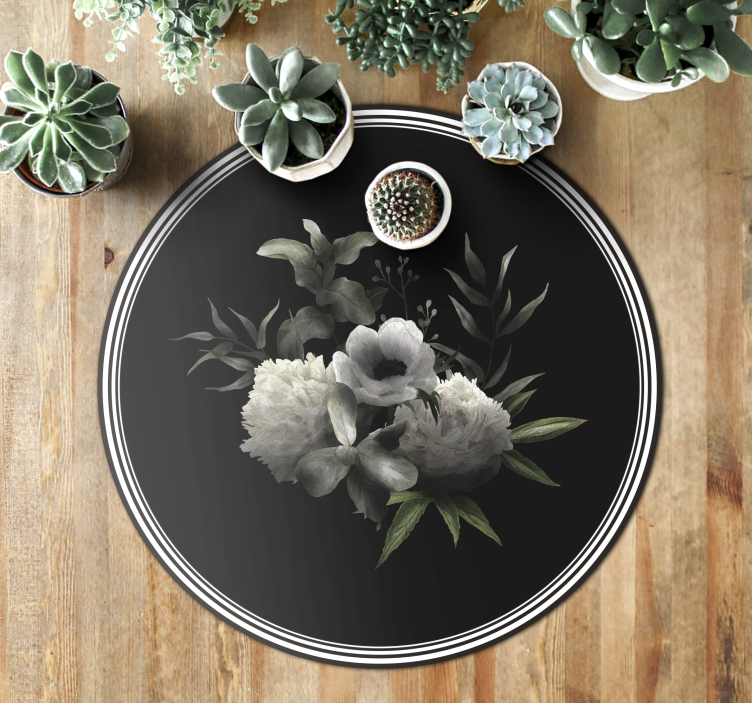 Covor vinil flori și plante eleganță florală monocromă - TenStickers