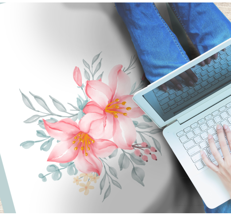 Covor vinil flori și plante eleganță florală roz - TenStickers