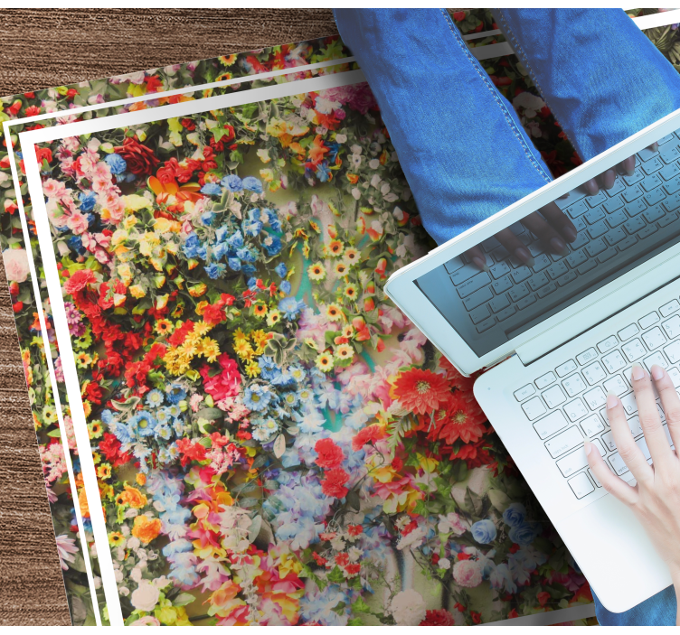 Covor vinil cu aspect de natura motiv floral colorat - TenStickers