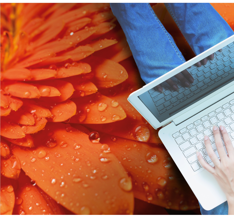 Covor vinil flori și plante petale portocalii strălucitoare - TenStickers