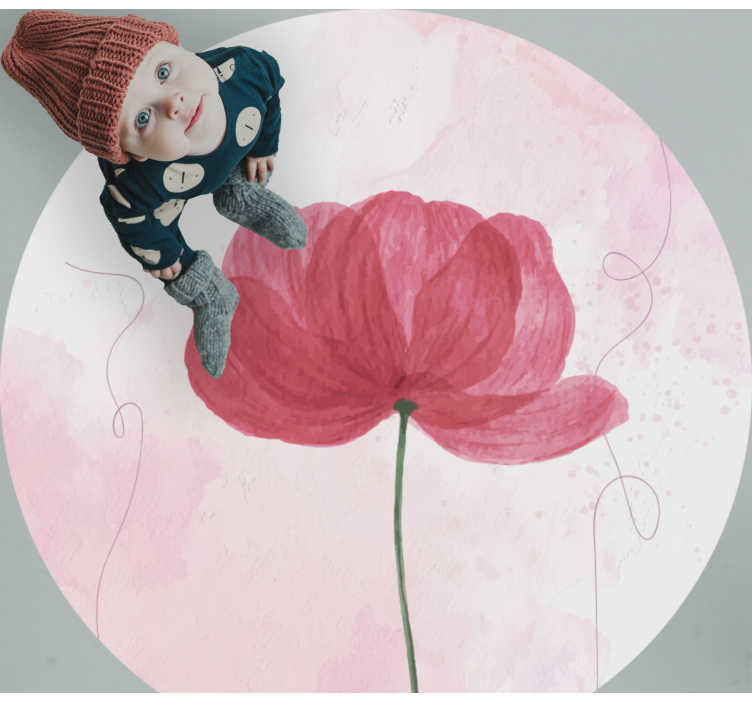 Covor vinil flori și plante design de mac cu acuarelă - TenStickers