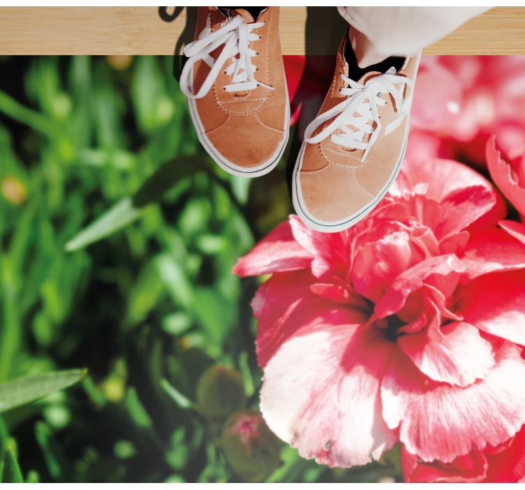 Covor vinil flori și plante flori roz și iarbă - TenStickers