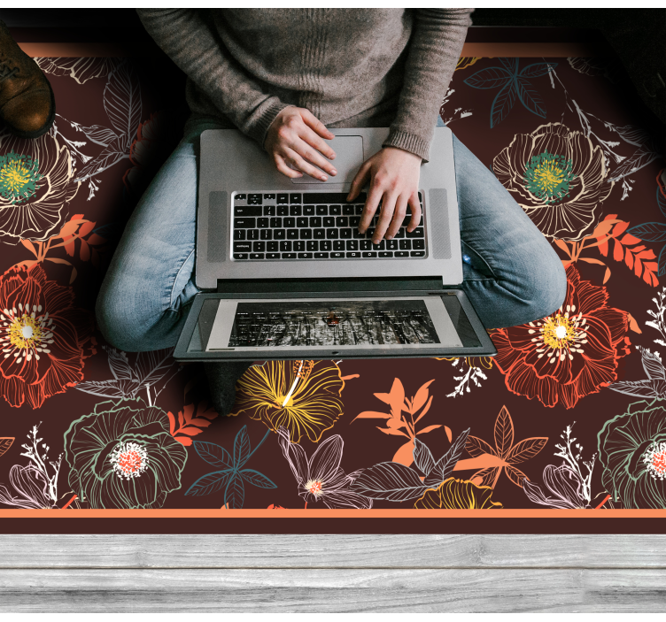 Covor vinil flori și plante design vintage exploziv - TenStickers