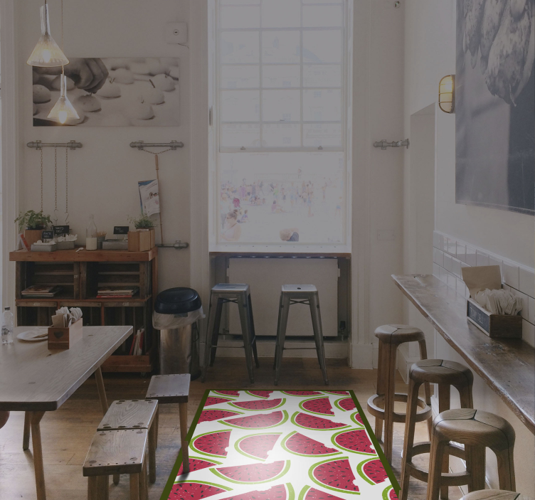 Covor vinil flori și plante model de felie de pepene verde - TenStickers