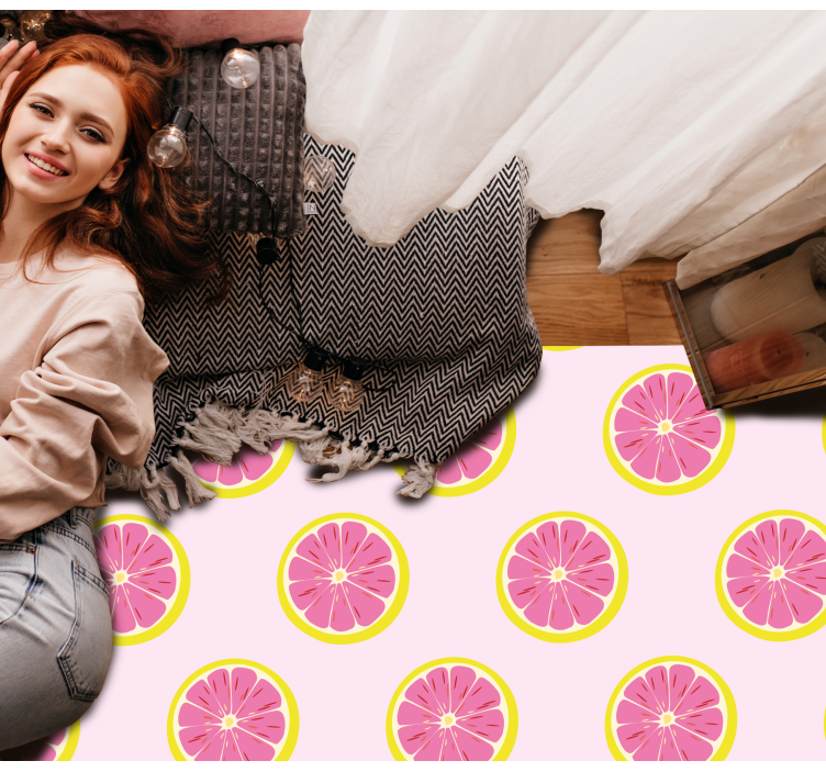 Covor vinil flori și plante model de felii de citrice - TenStickers