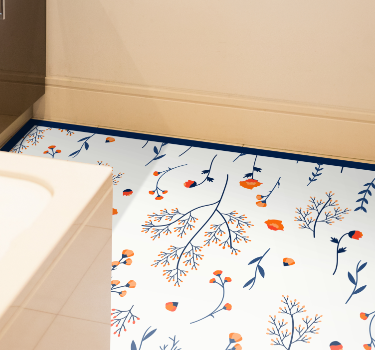 Covor vinil flori și plante model de ramuri florale - TenStickers