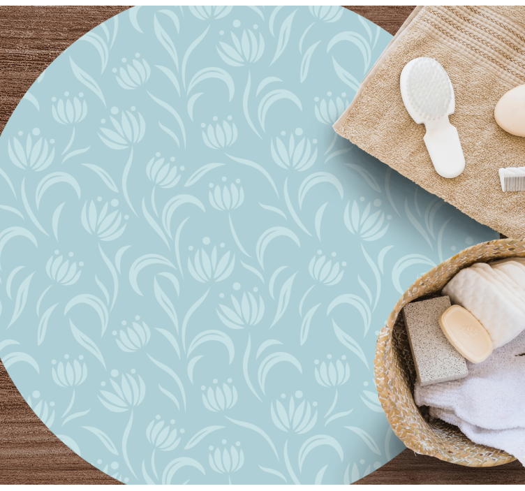 Covor vinil flori și plante model albastru moale - TenStickers