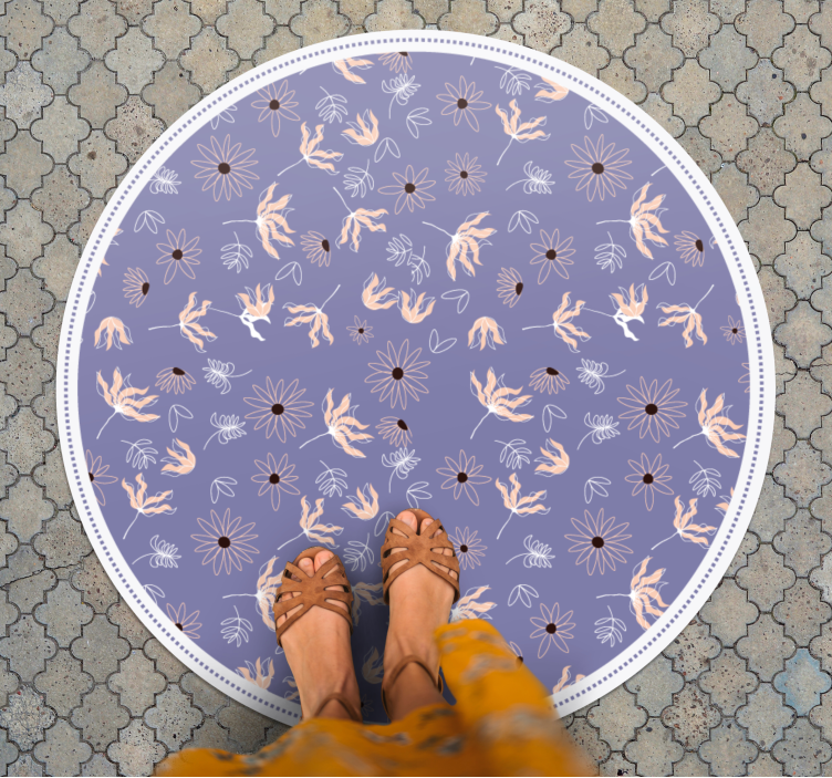 Covor vinil flori și plante model floral violet - TenStickers