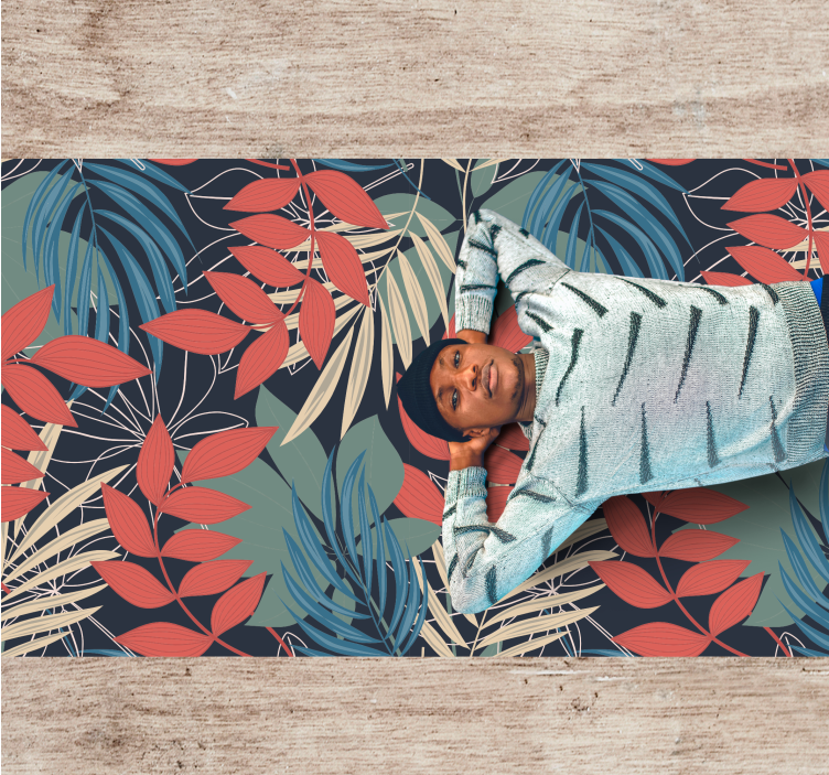 Covor vinil flori și plante model vibrant de frunze - TenStickers