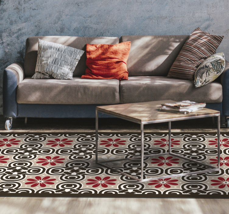 Covor vinil efect de țiglă modele circulare florale - TenStickers