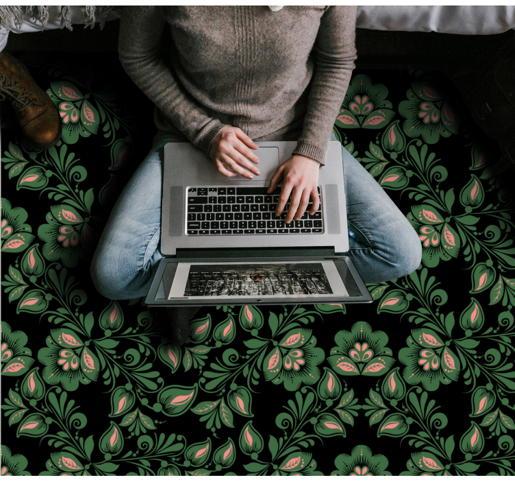 Covor vinil flori și plante motiv botanic verde - TenStickers