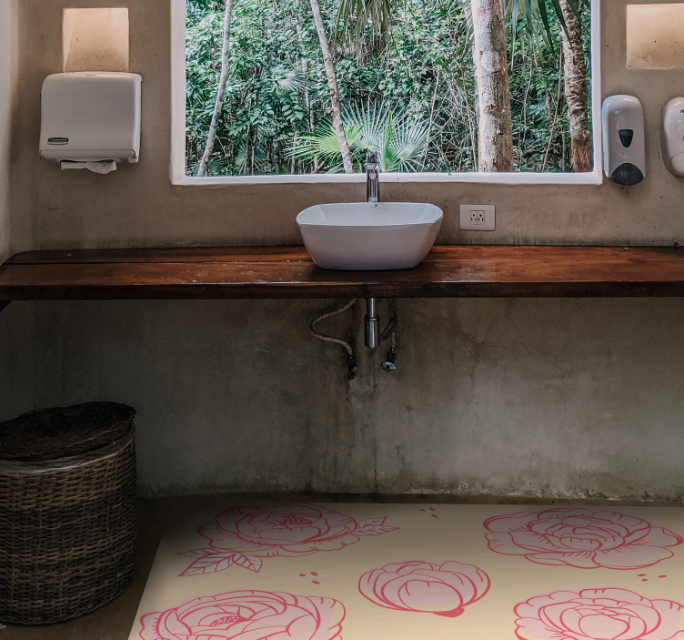 Covor vinil flori și plante motiv floral roz - TenStickers