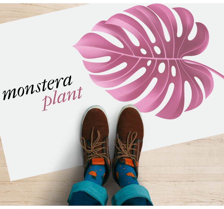 Covor vinil flori și plante plantă monstera roz - TenStickers
