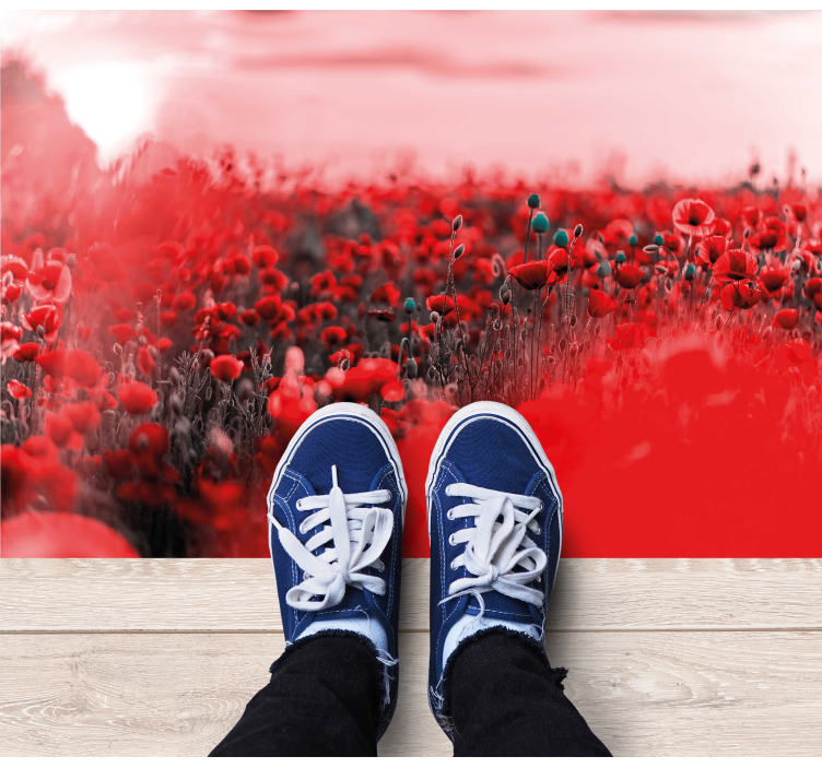 Covor vinil flori și plante scenă florală roșie - TenStickers