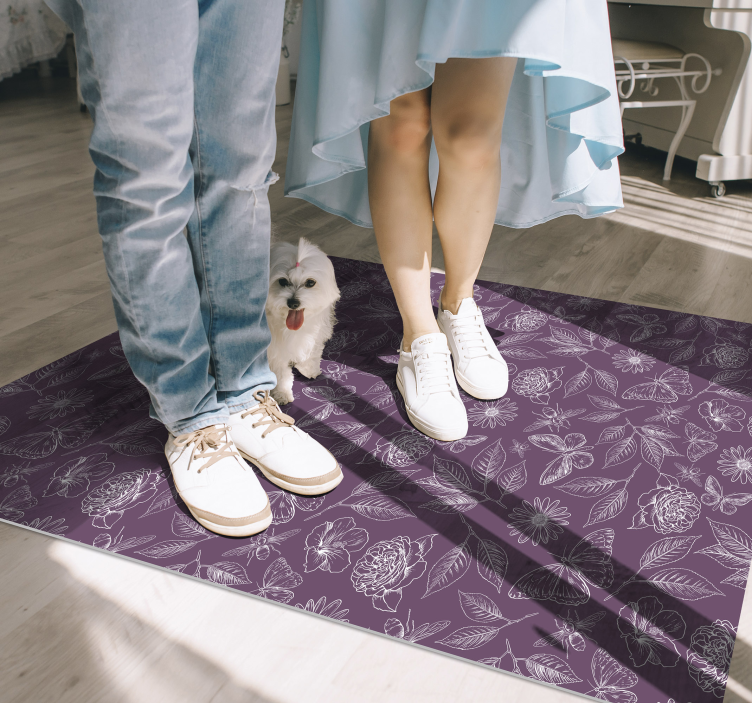 Covor vinil flori și plante simetrie florală - TenStickers