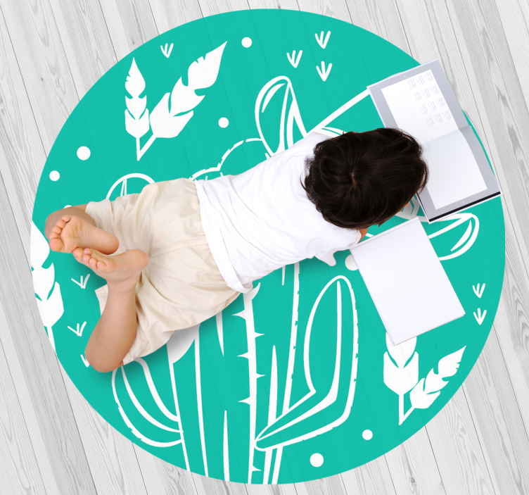 Covor vinil flori și plante tema botanica cactus - TenStickers