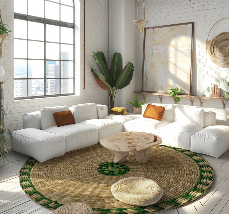 Covor vinil efect lemn textul împletit textura rotundă - TenStickers