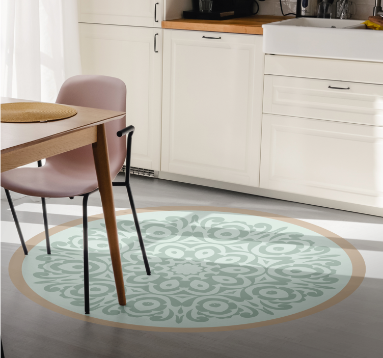 Covor vinil mandala aranjament botanic rotund - TenStickers