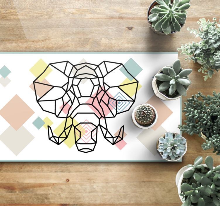 Covor vinil modern cap de elefant origami - TenStickers