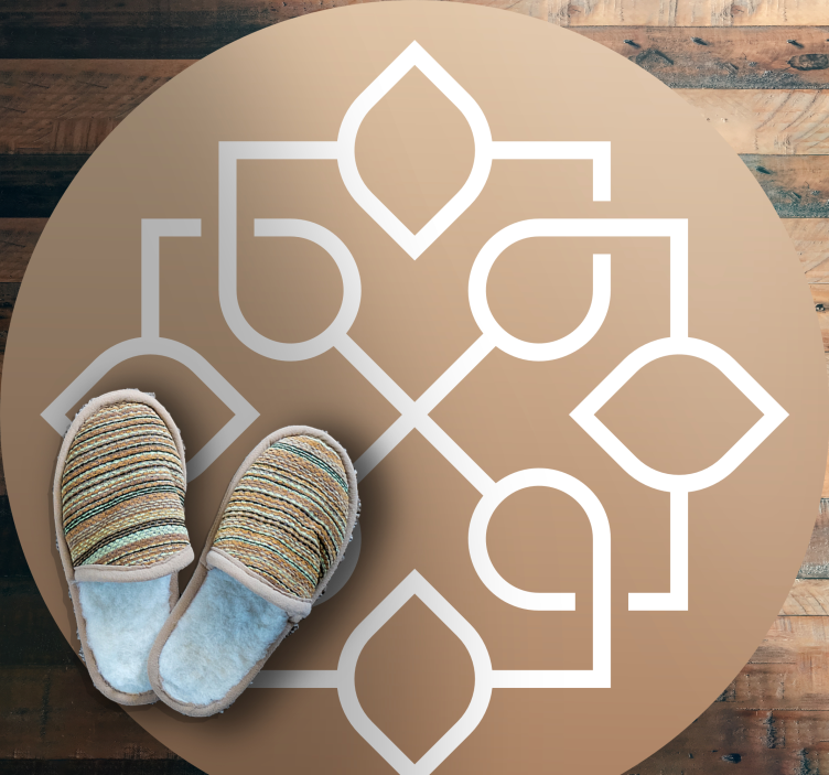 Covor vinil mandala motiv maro și alb - TenStickers