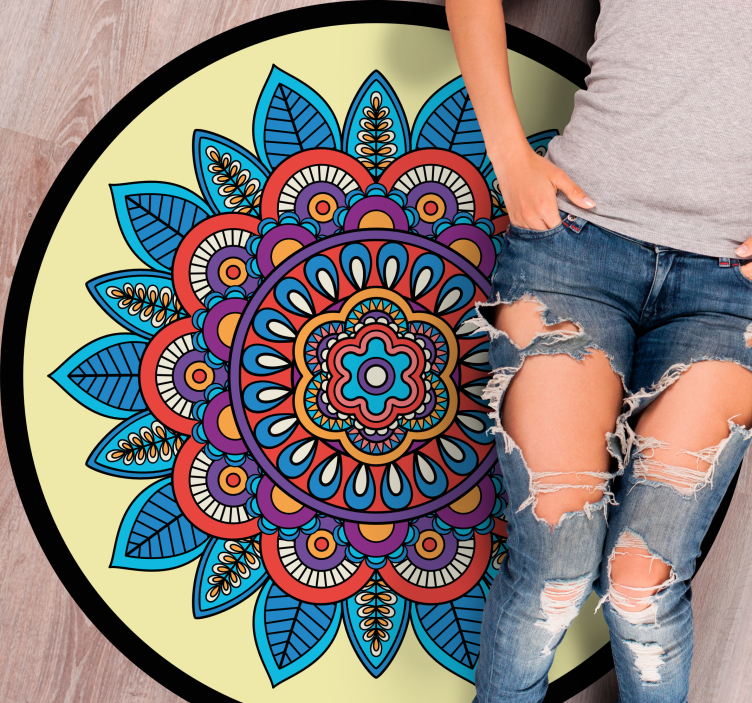 Covor vinil mandala motiv circular colorat - TenStickers