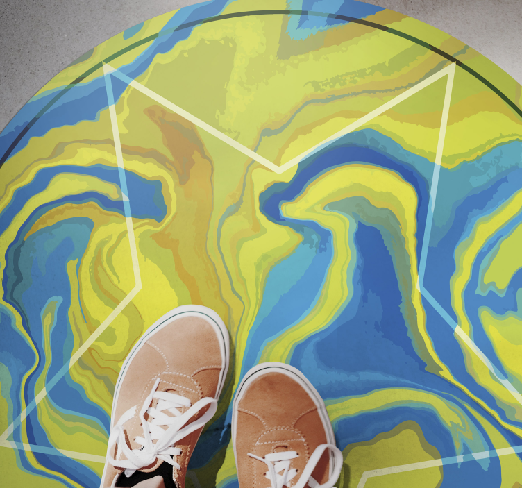 Covor din vinil stea albastră și galbenă - TenStickers