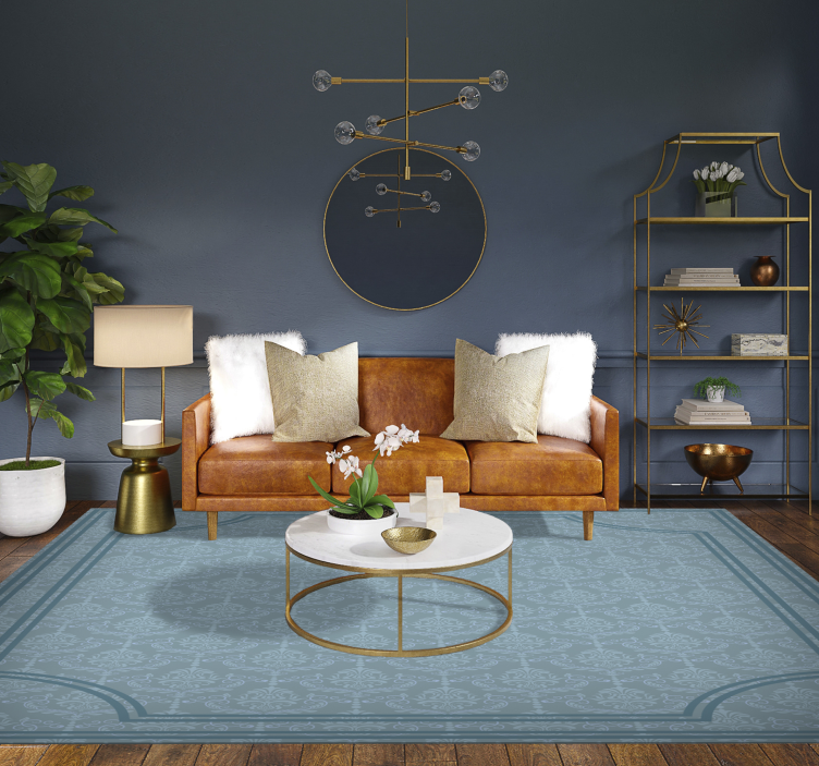 Covor de vinil pentru sala de mese baroc albastru pal - TenStickers