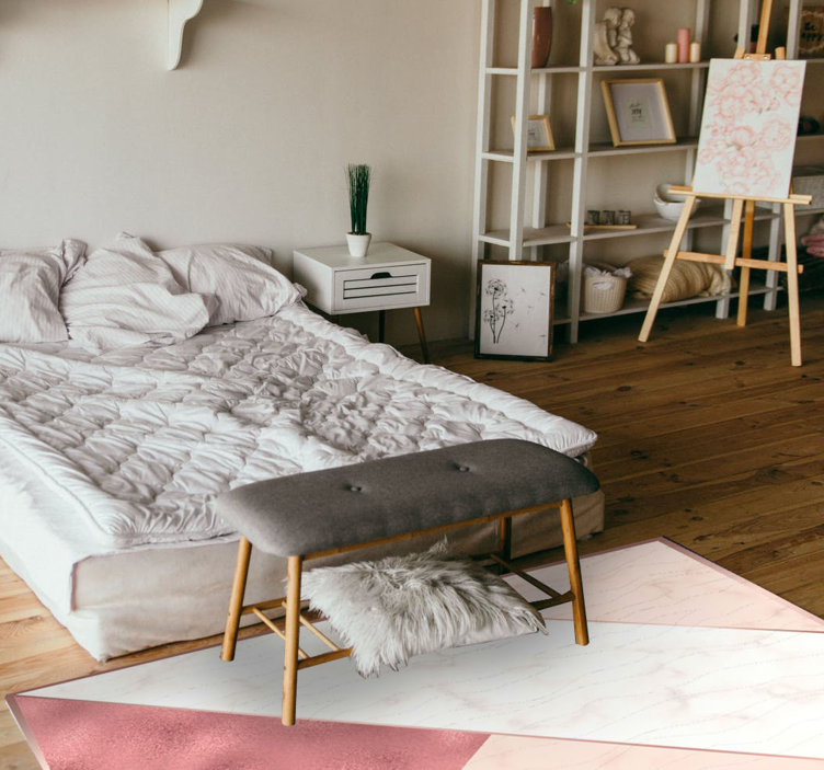 Covor vinil dormitor marmură triunghiulară - TenStickers