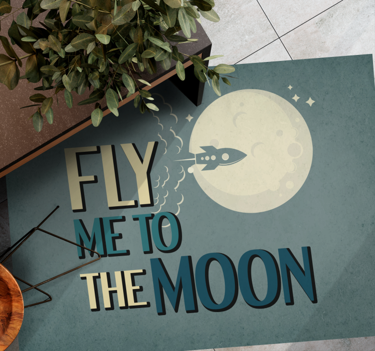 Covor vinil minimalist rachetă către lună - TenStickers